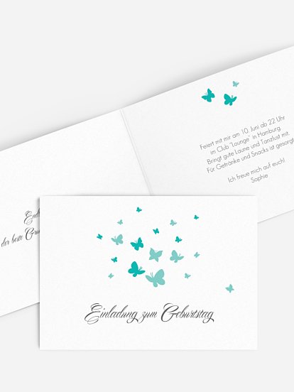 Einladung 18. Geburtstag Butterflies