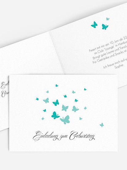 Einladung 18. Geburtstag Butterflies