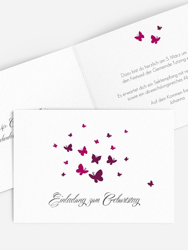 Einladung 40. Geburtstag Butterflies