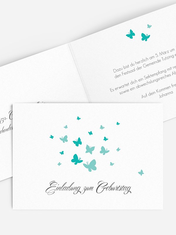 Einladung 50. Geburtstag Butterflies