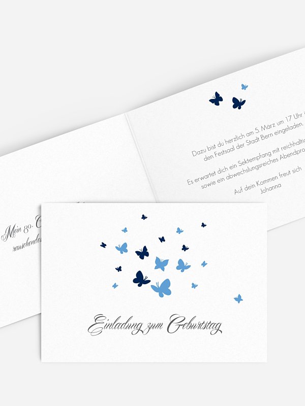 Einladung 80. Geburtstag Butterflies
