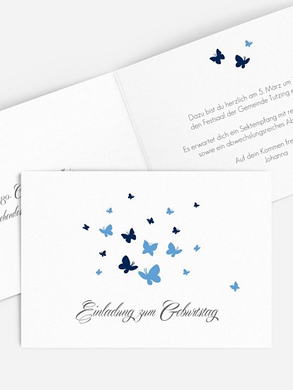 Einladung 80. Geburtstag Butterflies
