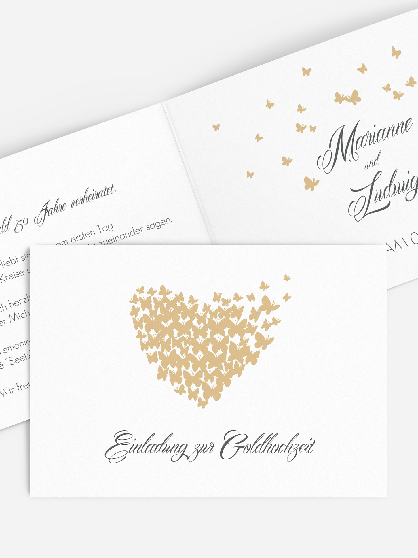 Einladung zur Goldenen Hochzeit Butterflies