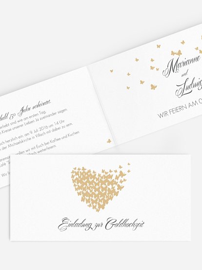 Einladung zur Goldenen Hochzeit Butterflies