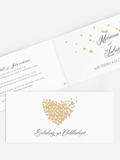Einladung zur Goldenen Hochzeit Butterflies