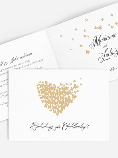 Einladung zur Goldenen Hochzeit Butterflies