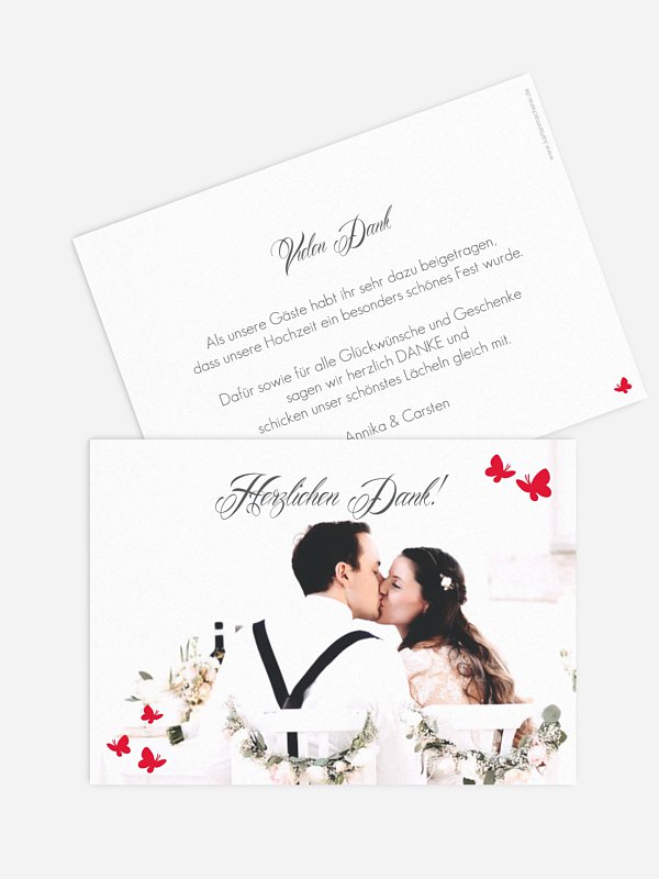 Dankeskarte Hochzeit Butterflies