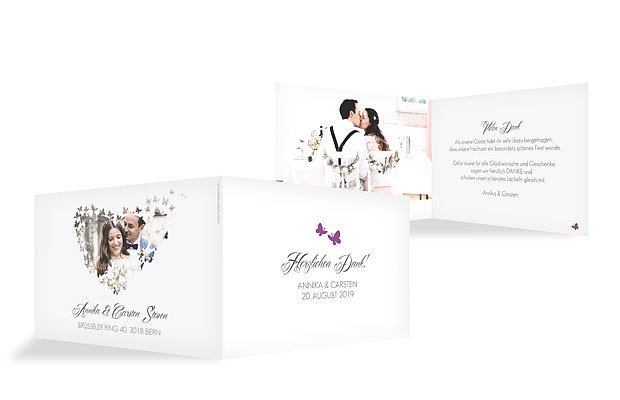 Dankeskarte Hochzeit Butterflies
