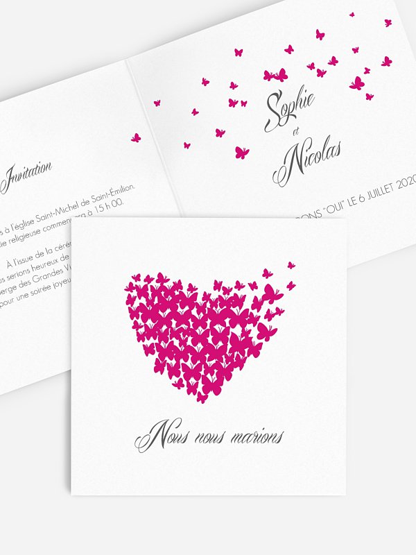 Faire-part mariage Envolée de papillons