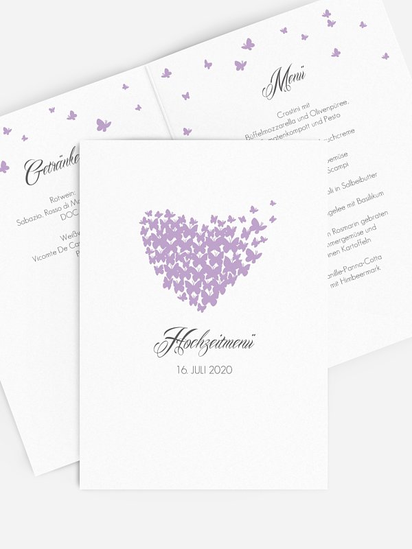 Menükarte Hochzeit Butterflies