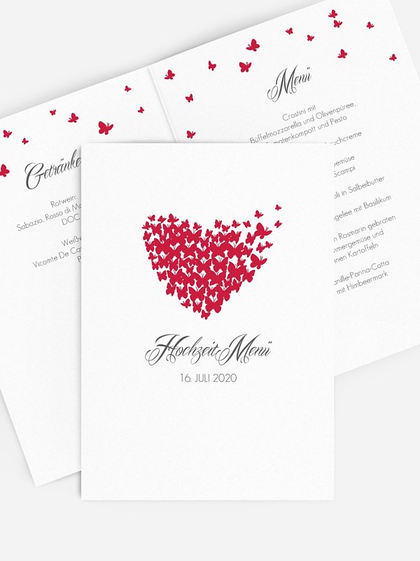 Menükarte Hochzeit Butterflies