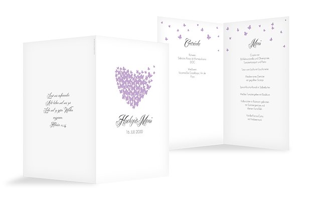 Menükarte Hochzeit Butterflies