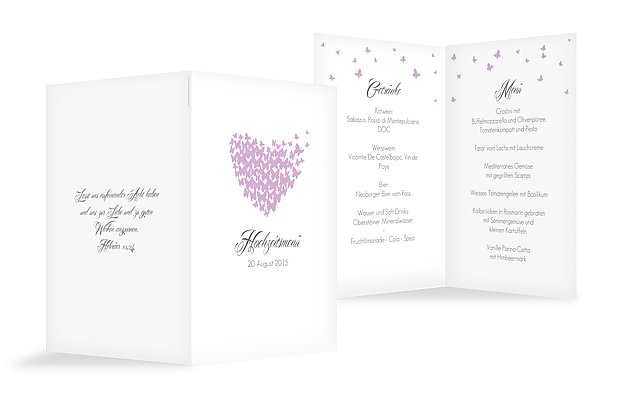 Menükarte Hochzeit Butterflies