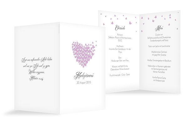 Menükarte Hochzeit Butterflies