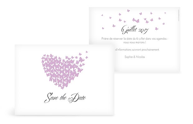 Save the date Envolée de papillons