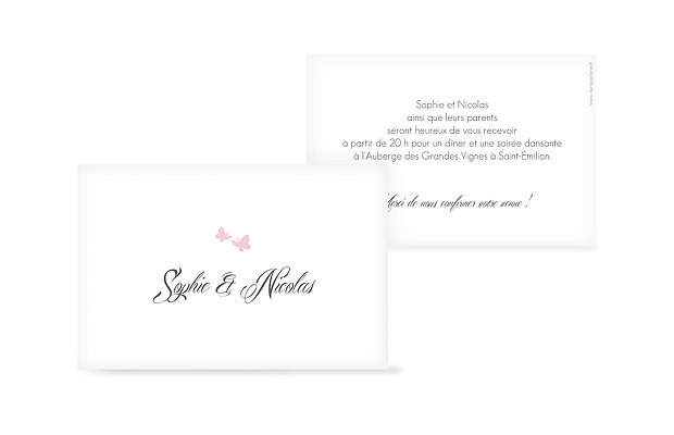 Carton d'invitation Envolée de papillons