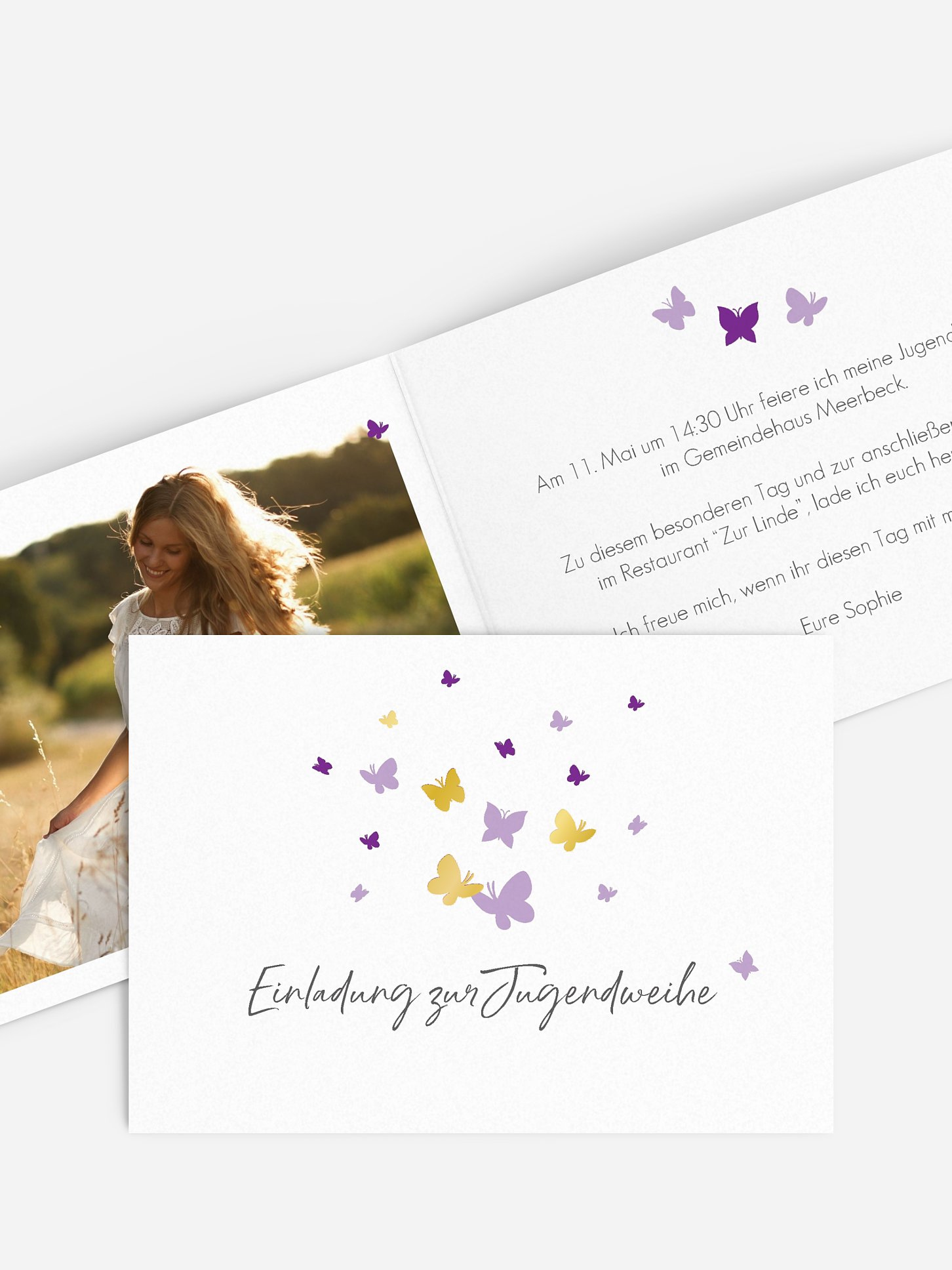 Einladung Jugendweihe Butterflies