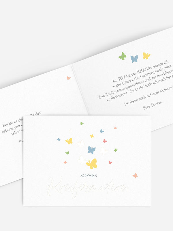 Konfirmationseinladung Butterflies