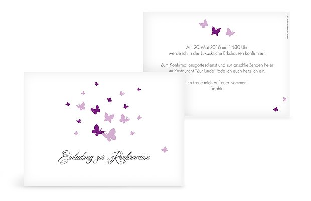 Konfirmationseinladung Butterflies