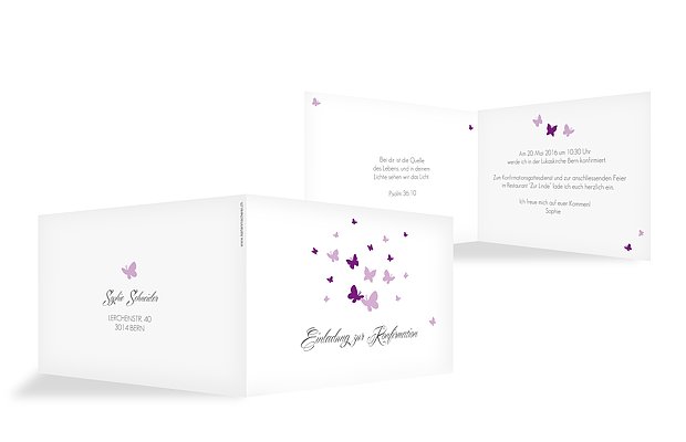 Konfirmationseinladung Butterflies