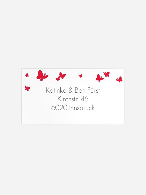 Empfängeraufkleber Hochzeit Butterflies