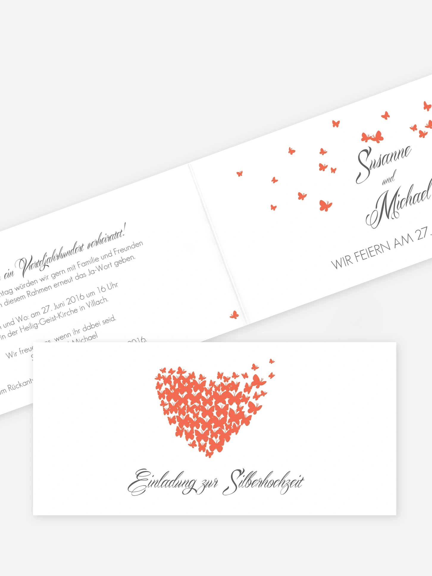 Einladung zur Silberhochzeit Butterflies