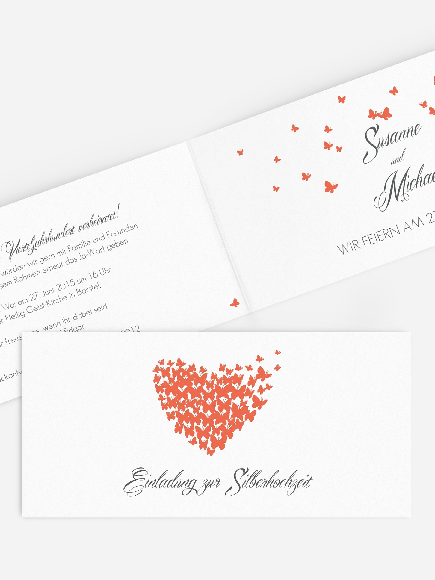 Einladung zur Silberhochzeit Butterflies