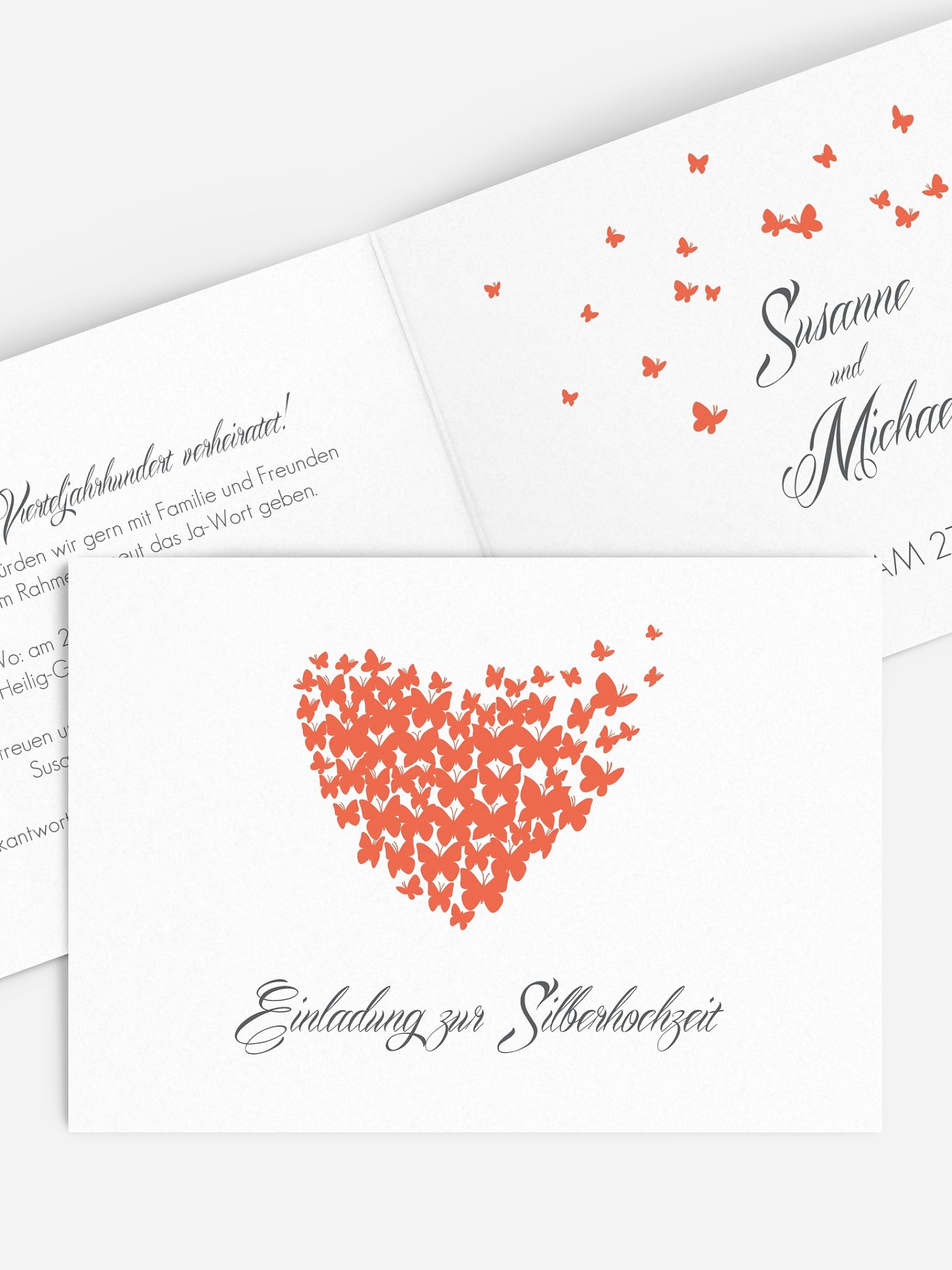 Einladung zur Silberhochzeit Butterflies