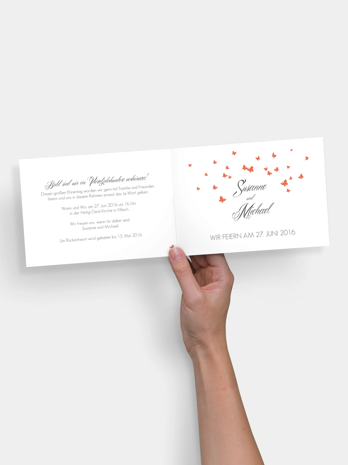 Einladung zur Silberhochzeit Butterflies
