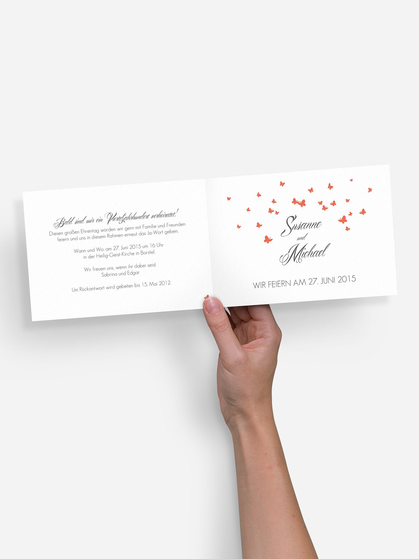 Einladung zur Silberhochzeit Butterflies