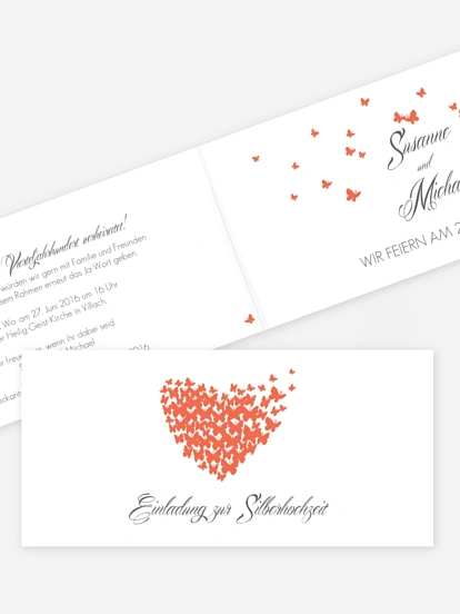 Einladung zur Silberhochzeit Butterflies