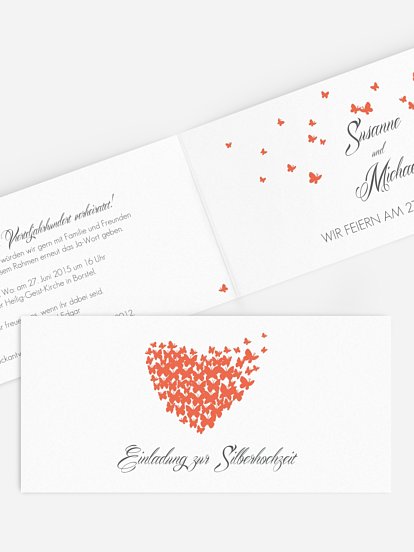 Einladung zur Silberhochzeit Butterflies
