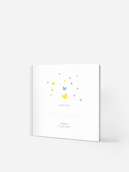 Livre d’or baptême Envolée de papillons