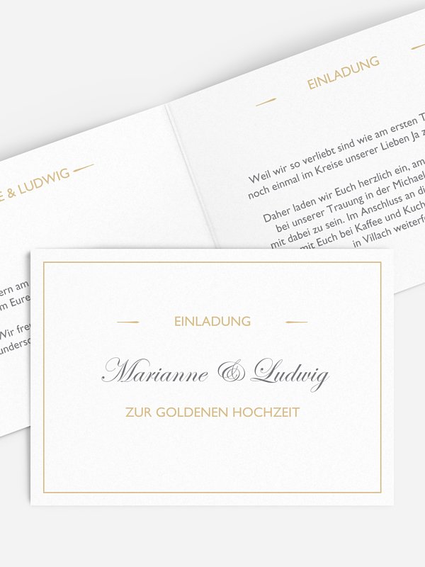 Einladung zur Goldenen Hochzeit Zeitlos