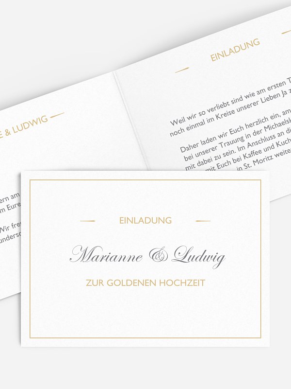 Einladung zur Goldenen Hochzeit Zeitlos