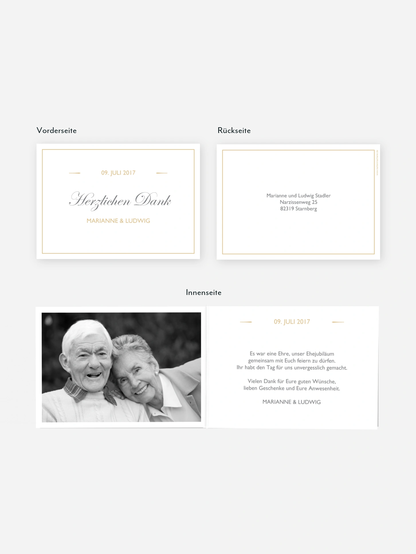 Danksagung zur Goldenen Hochzeit Zeitlos