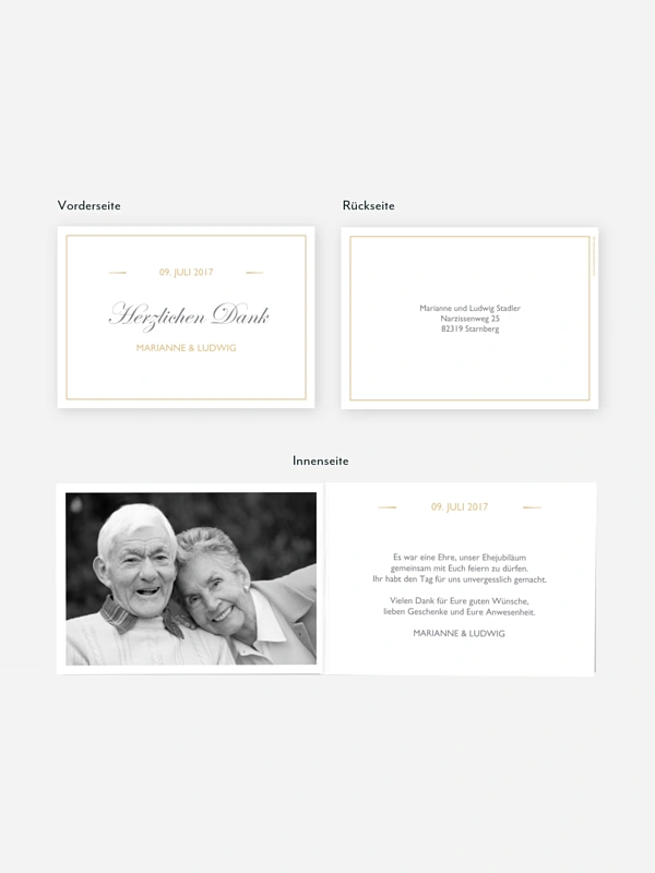 Danksagung zur Goldenen Hochzeit Zeitlos