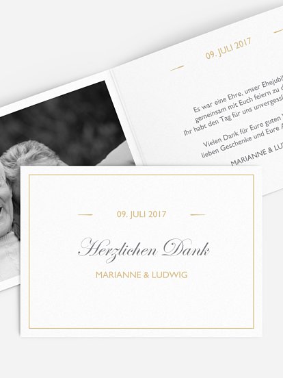Danksagung zur Goldenen Hochzeit Zeitlos