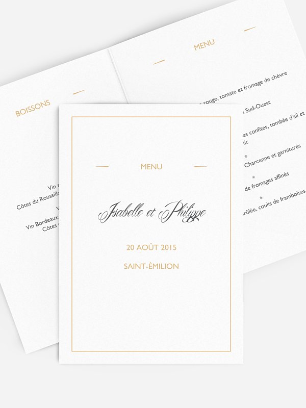 Menu mariage Intemporel