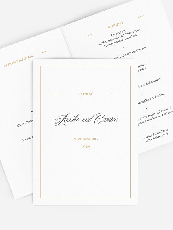 Menükarte Hochzeit Zeitlos