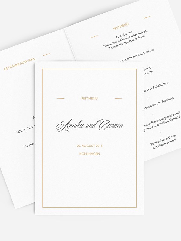 Menükarte Hochzeit Zeitlos