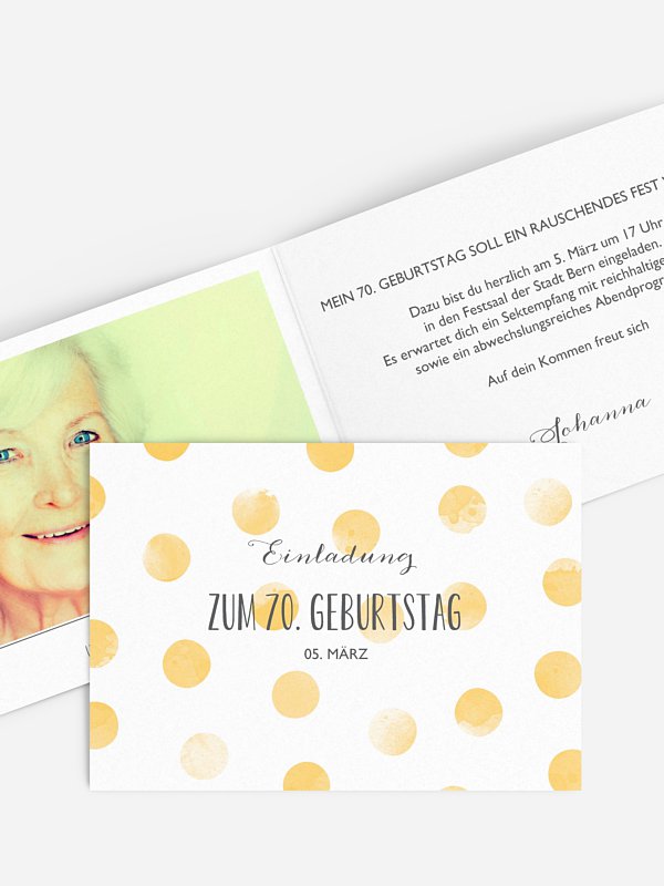 Einladung 70. Geburtstag Tüpfchen