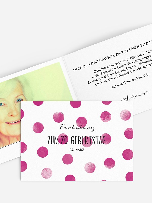 Einladung 70. Geburtstag Tüpfchen