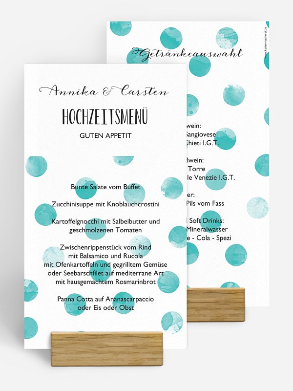 Menükarte Hochzeit Tüpfchen