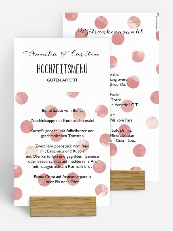 Menükarte Hochzeit Tüpfchen
