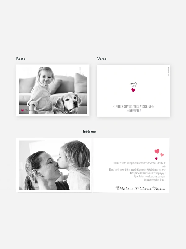 Faire-part adoption Notre petit coeur