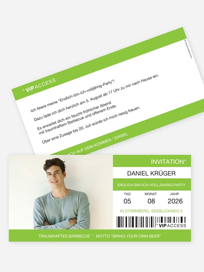 Einladung 18. Geburtstag Fotoeffekttest