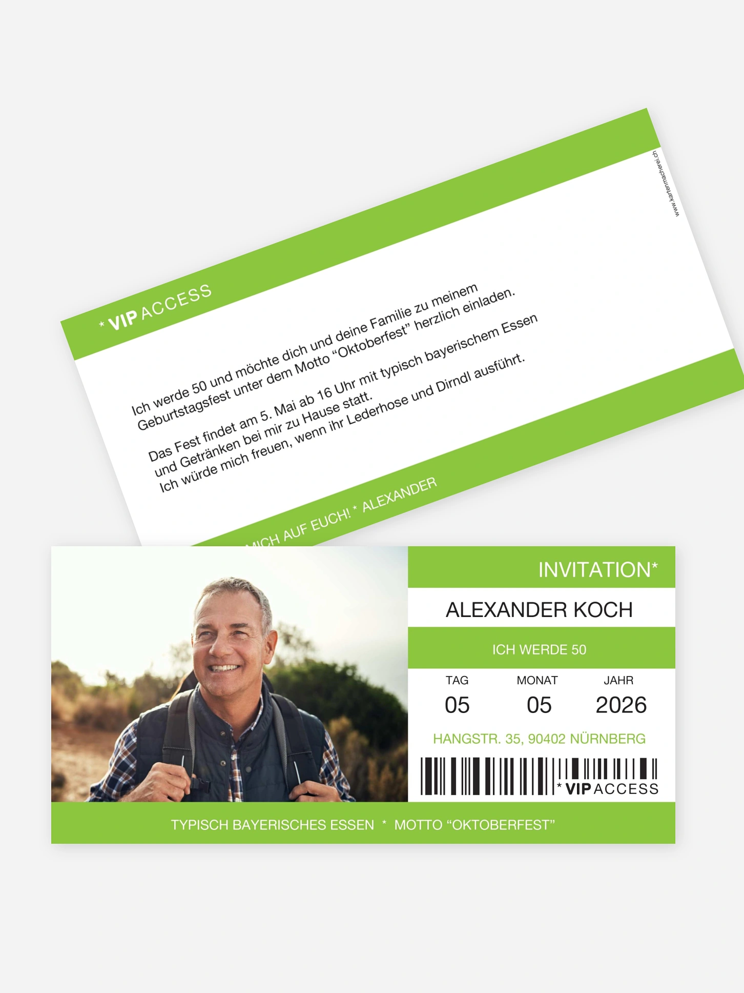 Einladung 50. Geburtstag Konzertticket
