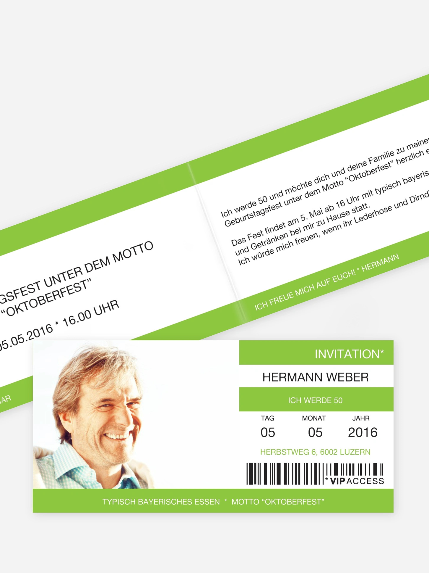 Einladung 50. Geburtstag Konzertticket