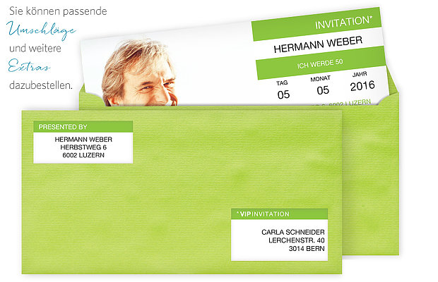 Einladung 50. Geburtstag Konzertticket
